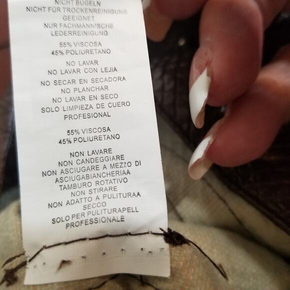 Pretty Little Thing Faux Leather Croc Split Hem Skinny Trousers Size 8 Choc - Picture 13 of 14